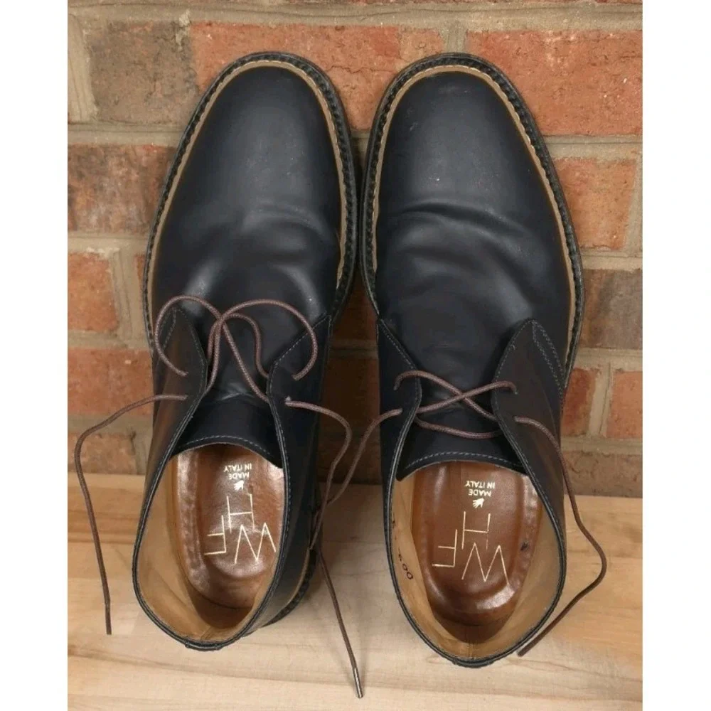 Weber Hodel Feder Blue Mens Leather Chukka Boots Size 9 Made In Italy